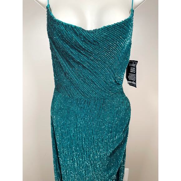 Retrofete Katya Sequin Cowl Neck Green Maxi Dress Size XS - Picture 8 of 13